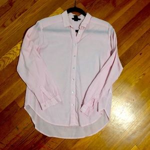 Oversized flowy pink striped button down